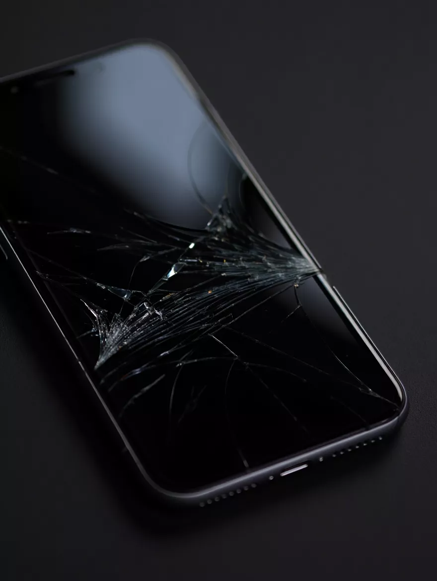 Oštećen ekran mobilnog telefona pre popravke
