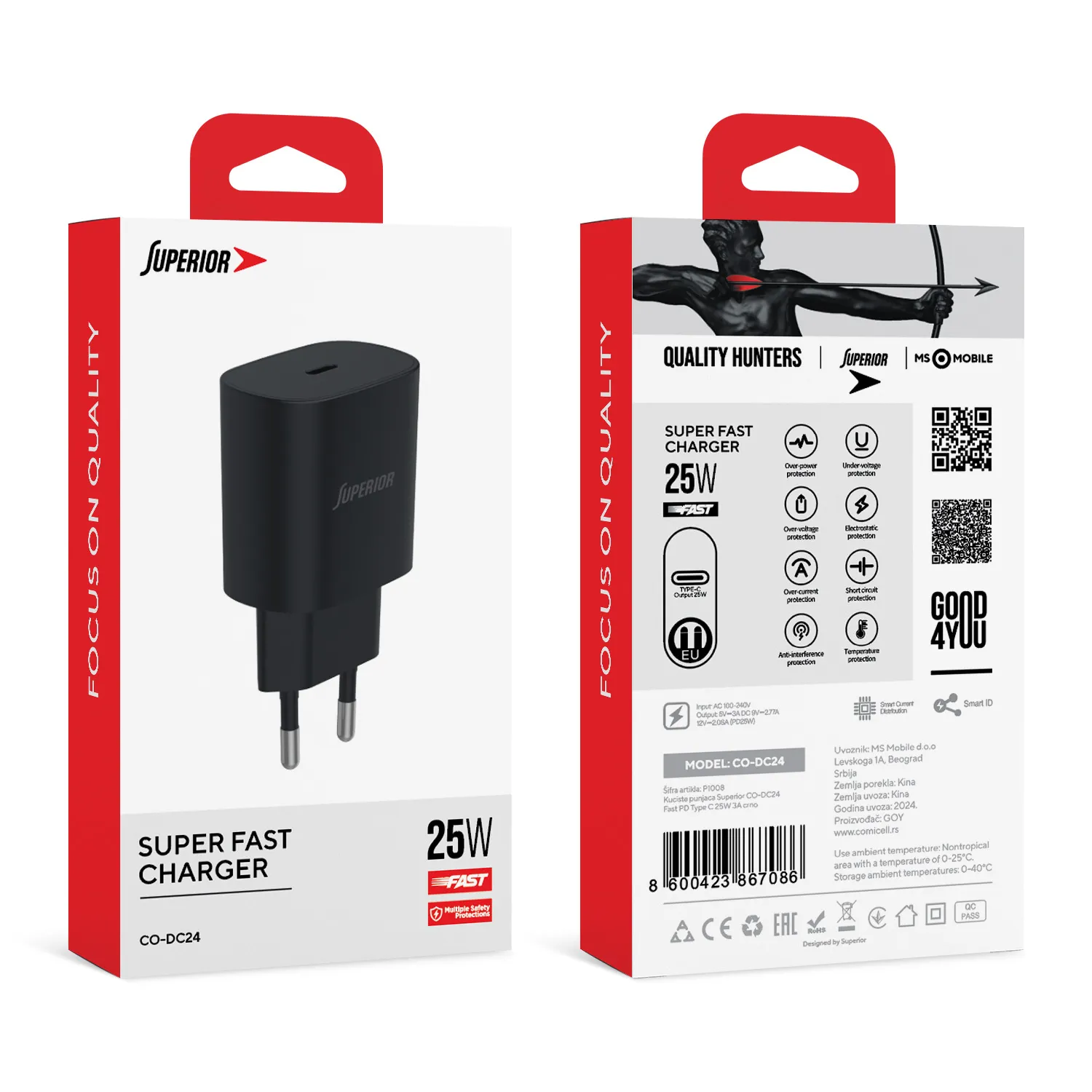 Kutija Superior CO-DC24 punjaca 25W u crnoj boji